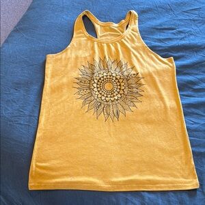 Amazon Yellow Sleeveless Tank Top with Sun Design